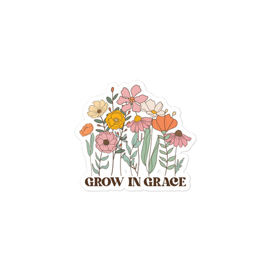 christian flowers Grow in Grace Bubble-Free Stickers-Angelic