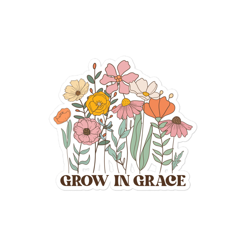 christian flowers Grow in Grace Bubble-Free Stickers-Angelic