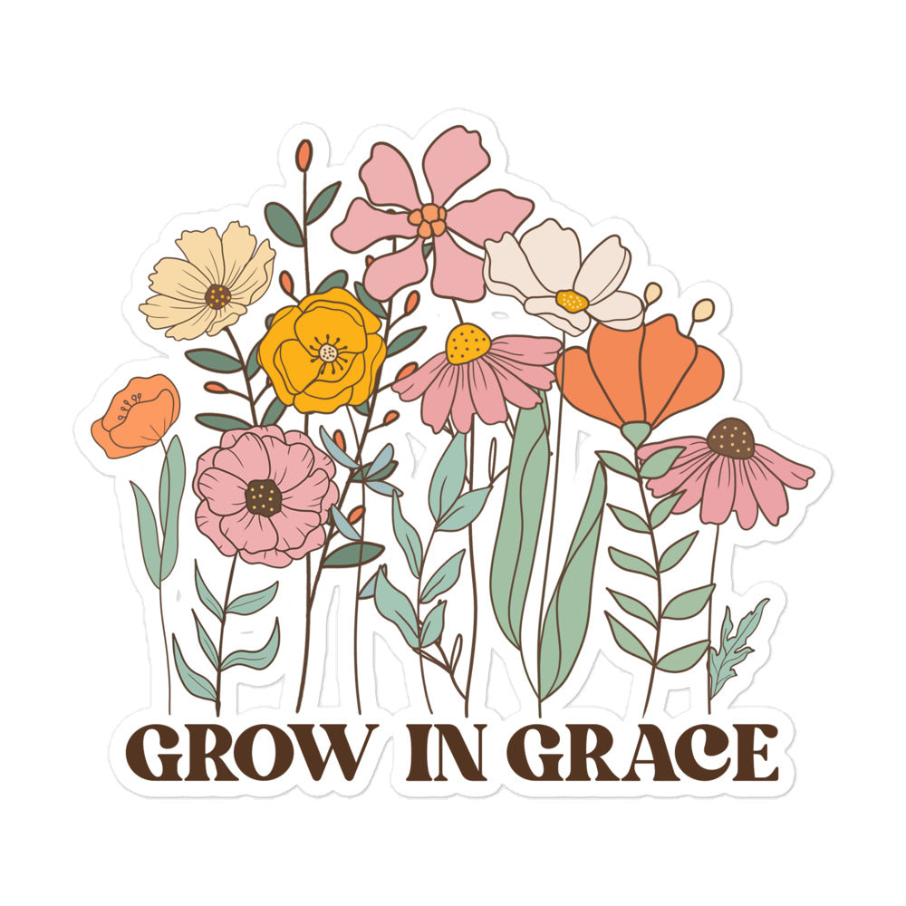 Gods promises christian christian flowers Grow in Grace Bubble-Free Stickers-Angelic